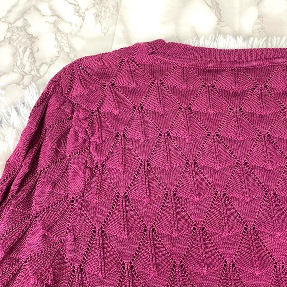 ModCloth Raspberry Looking Lively Open Weave Knit Sweater EUC - Picture 8 of 10